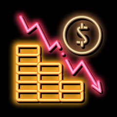 Aufkleber - monetary decline neon light sign vector. Glowing bright icon monetary decline sign. transparent symbol illustration