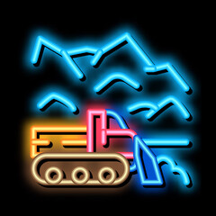 Poster - snow blower truck neon light sign vector. Glowing bright icon snow blower truck sign. transparent symbol illustration