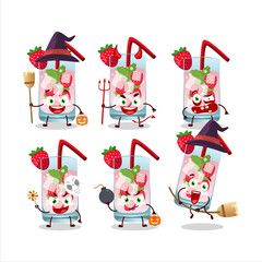 Canvas Print - Halloween expression emoticons with cartoon character of strawberry mojito