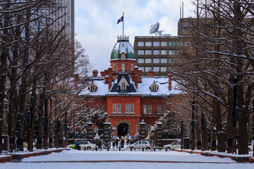 Canvas Print - Former Hokkaido Government Office in Sapporo, Hokkaido, Japan in winter.