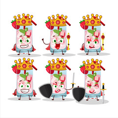 Wall Mural - A Charismatic King strawberry mojito cartoon character wearing a gold crown