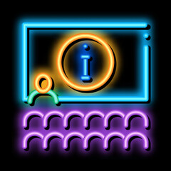 Poster - lector information blackboard neon light sign vector. Glowing bright icon lector information blackboard sign. transparent symbol illustration