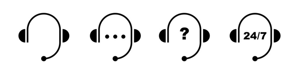 Poster - support service icon. call center icons set. live chat concept. online support system of speech bubb
