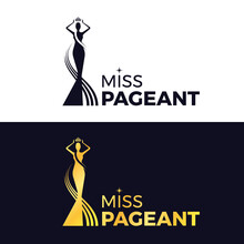 Miss Pageant Logo - Black And Gold The Beauty Queen Pageant Holding Above A Head The Crown Vector Design