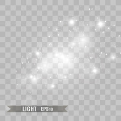 Wall Mural - white sparks and golden stars glitter special light effect. vector sparkles on transparent backgroun