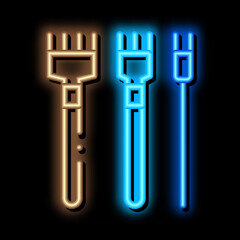 Poster - leatherworking crafting tools neon light sign vector. Glowing bright icon leatherworking crafting tools sign. transparent symbol illustration