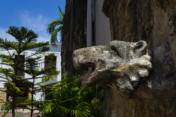 Poster - Close-up shot of Gargoyle statue from the colonial era in a park of Santo Domingo