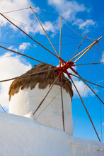 Single Windmill Detail In Mykonos Island Cyclades Greece