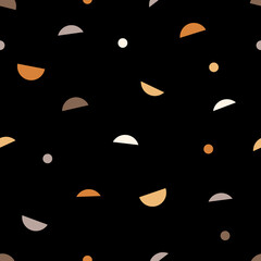 Wall Mural - Seamless pattern with geometric shapes on black background. Trendy texture for print, textile, packaging.
