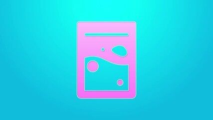 Wall Mural - Pink line Plastic bag of drug icon isolated on blue background. Health danger. 4K Video motion graphic animation