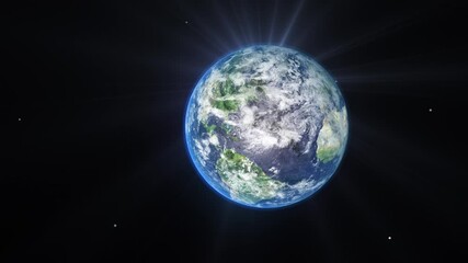 Wall Mural - sunrise and shadow on the earth rotate in space with star in universe. world realistic atmosphere 3d