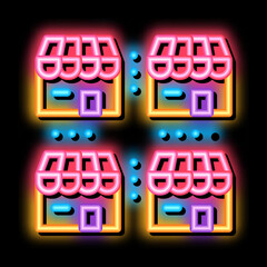 Aufkleber - franchise business buildings neon light sign vector. Glowing bright icon franchise business buildings sign. transparent symbol illustration