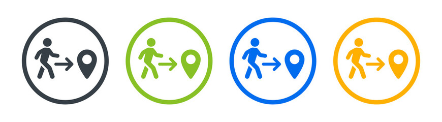Poster - Man going to destination icon vector illustration.