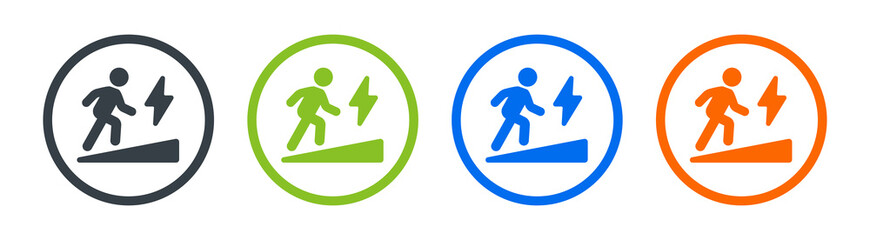 Ambition icon. Man walking up with power symbol vector illustration.