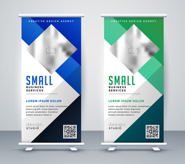 Wall Mural - blue and green roll up stand banner geometric design