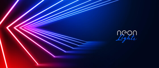 Wall Mural - futuristic neon light room with led lines