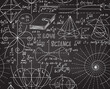Scientific vector seamless pattern with math and physics formulas, calculations, equations, handwritten with chalk on a grey blackboard	

