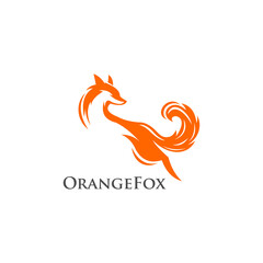 Wall Mural - simple orange fox logo, abstract and simple fox running vector illustrations