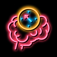 Poster - brain mind compass neon light sign vector. Glowing bright icon brain mind compass sign. transparent symbol illustration