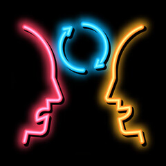 Poster - human dementia neon light sign vector. Glowing bright icon human dementia sign. transparent symbol illustration