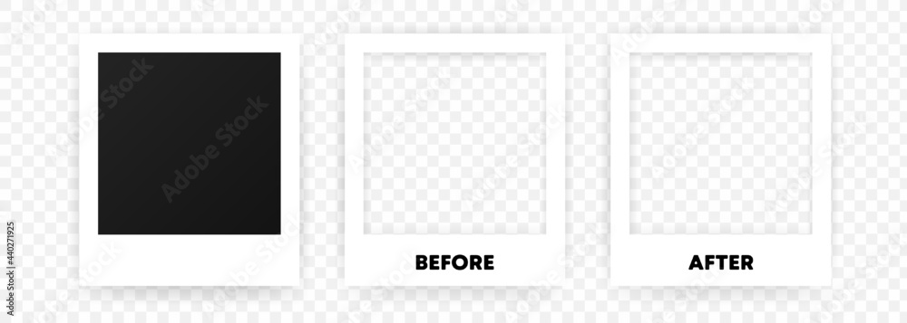 A collection of blank photo frames. Empty framing for your design. Vector template for picture, painting, poster, lettering or photo gallery. Vector EPS 10. Isolated on transparent background - obrazy, fototapety, plakaty 