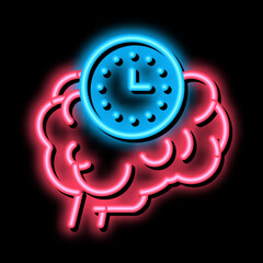 Poster - brain reaction time neon light sign vector. Glowing bright icon brain reaction time sign. transparent symbol illustration