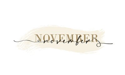 Wall Mural - Hello November card. One line. Lettering poster with text November. Vector EPS 10. Isolated on white background