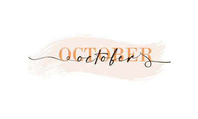Wall Mural - hello october card. one line. lettering poster with text october. vector eps 10. isolated on white b