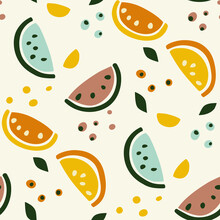 Seamless Pattern With Fruit Slices