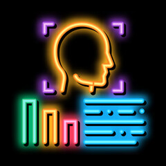 Poster - human profile information neon light sign vector. Glowing bright icon human profile information sign. transparent symbol illustration