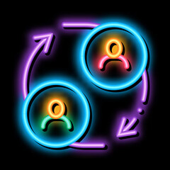 Poster - change human photo on fake neon light sign vector. Glowing bright icon change human photo on fake sign. transparent symbol illustration
