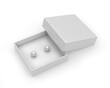 Paper Pearl earring Gift  Packaging Rigid Box. 3d render illustration.
