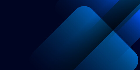 Fototapete - Dark blue background with abstract graphic elements for presentation background design with rounded rectangle. Blue square lines use for banner, cover, poster, wallpaper, design with space for text. 