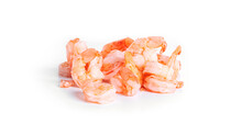 Shrimp Isolated On A White Background. Fresh Shrimp. Boiled Shrimp. Prawns.