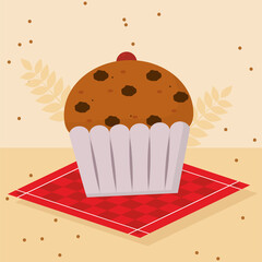 Poster - cupcake on red napkin