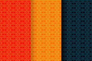 Poster - Set of vector seamless pattern. Modern stylish texture. Repeating geometric background. Abstract curve shapes with circles in nodes. Monochrome graphic design.
