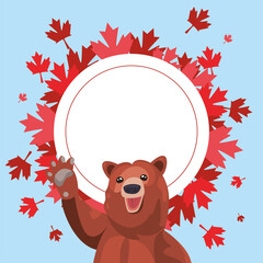 Sticker - Canada bear and leafs