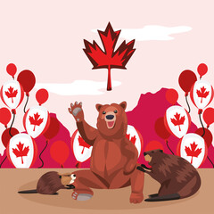 Sticker - Canada day animals