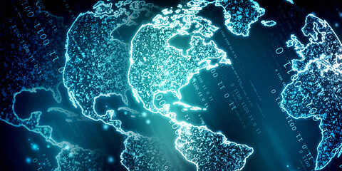 Poster - 2d illustration world map abstract background