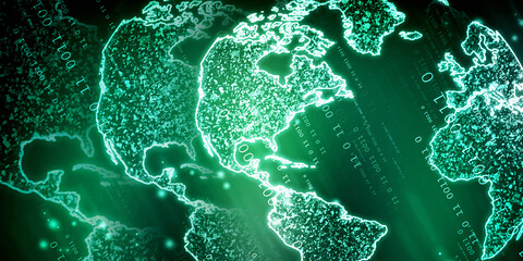 Poster - 2d illustration world map abstract background