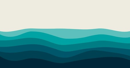 Wall Mural - looped animation blue curves and the waves of the sea range from soft to dark vector animation backg