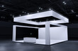 Exhibition standing for mockup and Corporate identity ,Display.Empty booth Design.Retail booth design elements in Exhibition hall.booth Design trade show.Booth system of Graphic Resources.3d render.