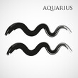 Aquarius zodiac symbol isolated on white background. Brush stroke Aquarius zodiac sign. Hand drawn vector illustration
