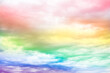 Rainbow cloudscape, beautiful abstract environment. Multicolored of soft and fluffy clouds in bright sky, ethereal nature. Fantasy and imagination concept. Pride and freedom background.