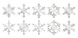 Snowflakes bright shiny gradient silver set isolated on a white background for decorating cards, scrapbooking, notebooks, stationery, toys. Templates and stickers. Wrapping paper. Design element