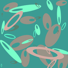 Poster - Vector of flying  blue and beige circle shapes. geometry background, pattern. 