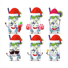 Sticker - Santa Claus emoticons with blueberry mojito cartoon character