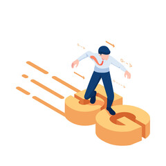 Poster - Isometric Businessman Surfing on 5g