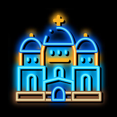 Wall Mural - christian temple with domes neon light sign vector. Glowing bright icon christian temple with domes sign. transparent symbol illustration