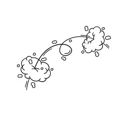 Wall Mural - Speed effect. Movement, jump and cloud. Air and steam. Cartoon line Black and white illustration